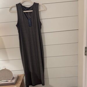 Lucky Brand Black and White Striped Midi Dress